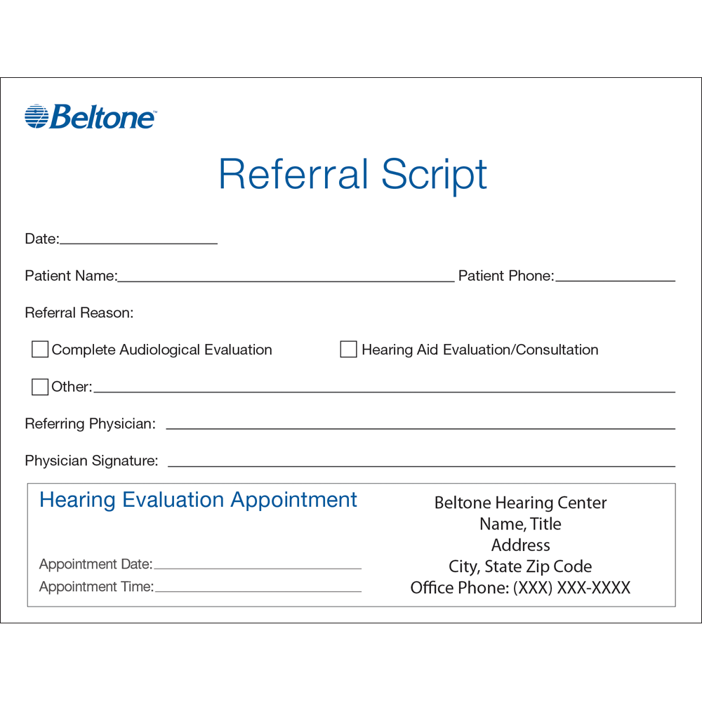 Physician Tool Kit Referral Script Pad – Personalized