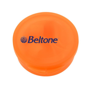 Earbuds In Round Plastic Case