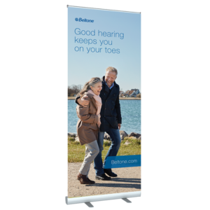Roll up Banner stand – Good hearing keeps you on your toes