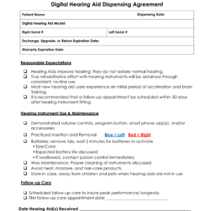 Hearing Aid Dispensing Agreement